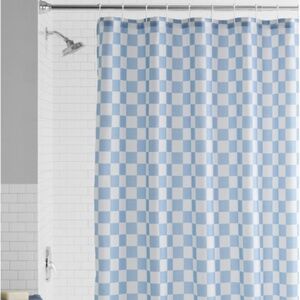 Mainstays Blue Check Printed Fabric Shower Curtain, 72" x 72"